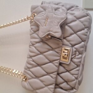 Aldo Quilted Cream Shoulder Bag with Matching Coin Purse